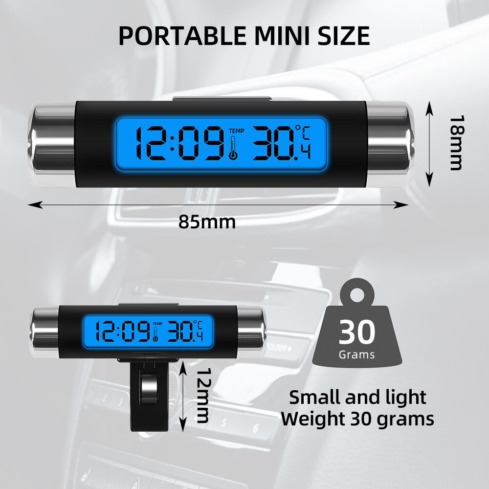 Kebidumei 2 in 1 Car Digital LCD Clock/Temperature Display Electronic Clock Car Digital Time Clock Car Accessory