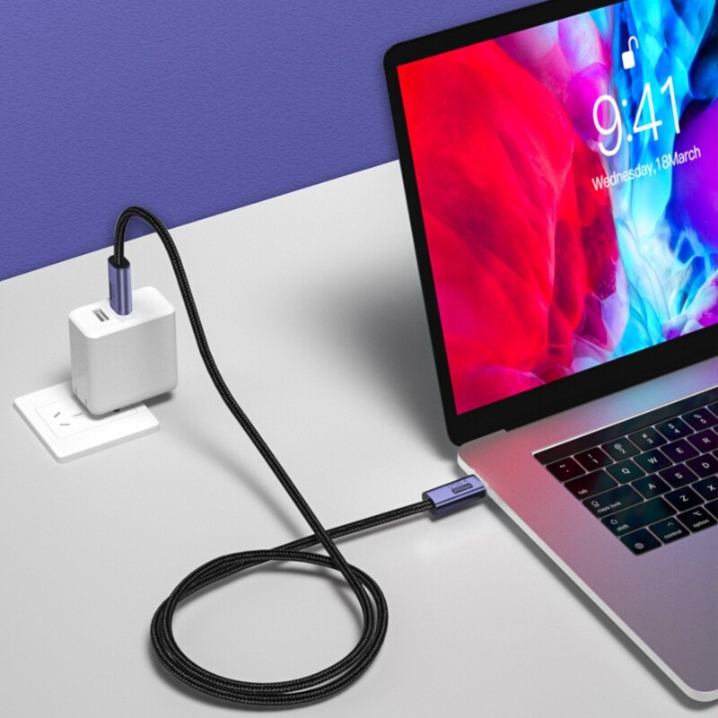 USB C to USB C Cable 100W Nylon Braided Fast Charging Cord 40Gbps High Speed Data Transfer Type-C Cable