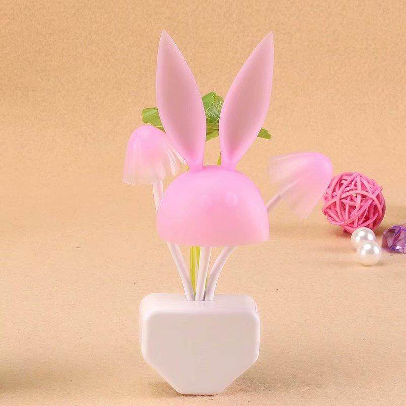 Bảng giá Thông minh Cảm Biến Ánh Sáng Đổi Màu Đèn Đèn Tường LED Hình Nấm Thỏ Đèn Ngủ HOA KỲ Cắm Nhà Trang Trí Phòng Ngủ