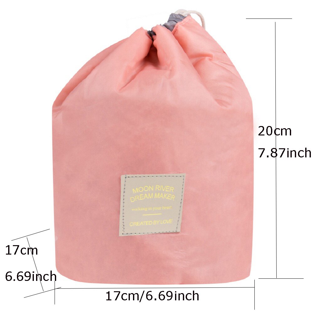 Multifunctional Cosmetic Toiletry Organizer Cylindrical Drawstring Large Capacity Travel Storage Bag Practical Foldable