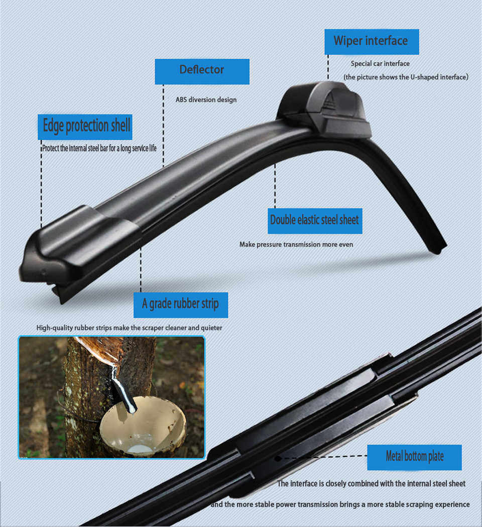 Wiper 4A Front Wiper Blades For Jaguar XE 2015 - 2019 Windshield Windscreen Front Window 26"+17"