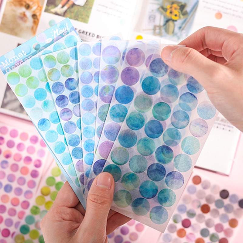 6 Tấm Morandi Màu Monet Vườn Loạt chấm bi Dán Cổ Điển Trang Trí DIY Polka Dot Dán