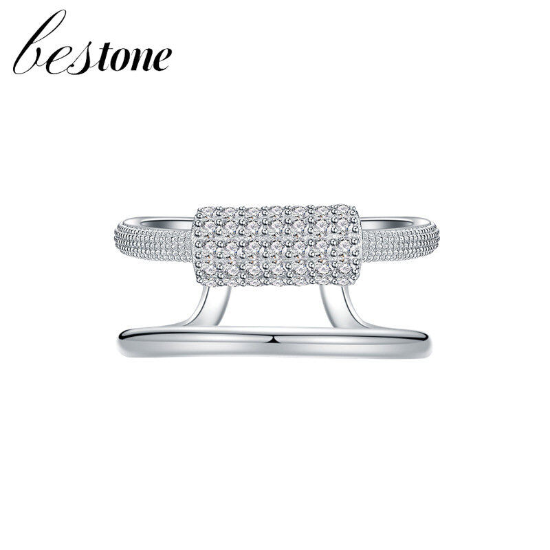 Bestone Double Pieced Micro-set Sterling Silver Ring for Women