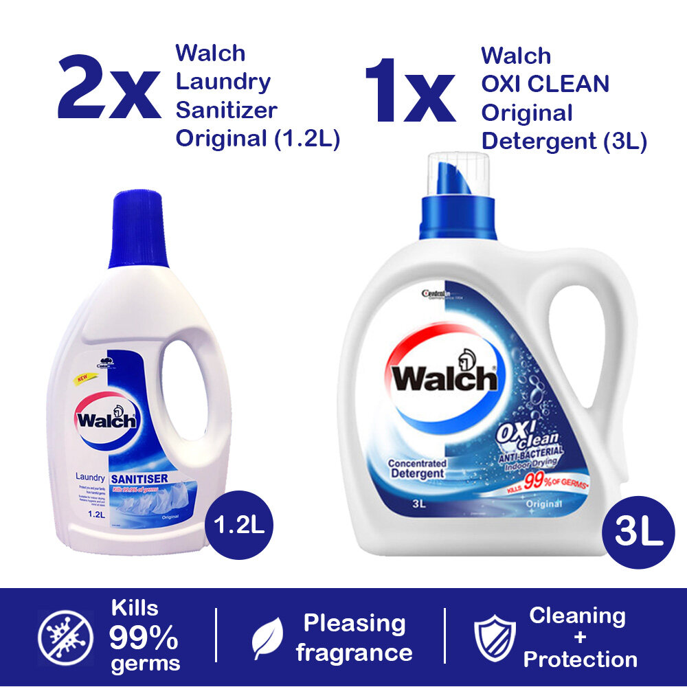 Walch Laundry Sanitiser Original 1.2L x 2 bottles + 1 bottle Laundry ...