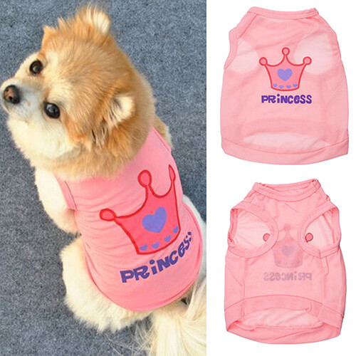 Pet Clothes Princess Letter Crown T-shirt Vest Summer Coat Costumes For Dogs Cats Puppy Kitten