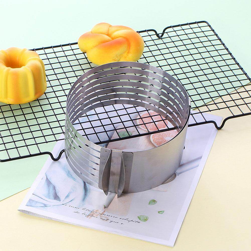 Dụng Cụ Cắt Bánh Có Thể Điều Chỉnh Khuôn Tạo Lớp Bánh Mousse Tròn Vòng Cài Đặt Bánh Cắt Lát Bằng Thép Không Gỉ Dụng Cụ Làm Bánh Tự Làm