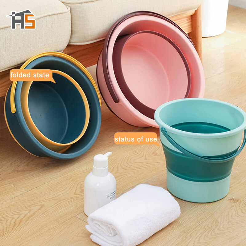 Folding bucket household cleaning bucket portable fishing bucket car wash bucket student dormitory bucket