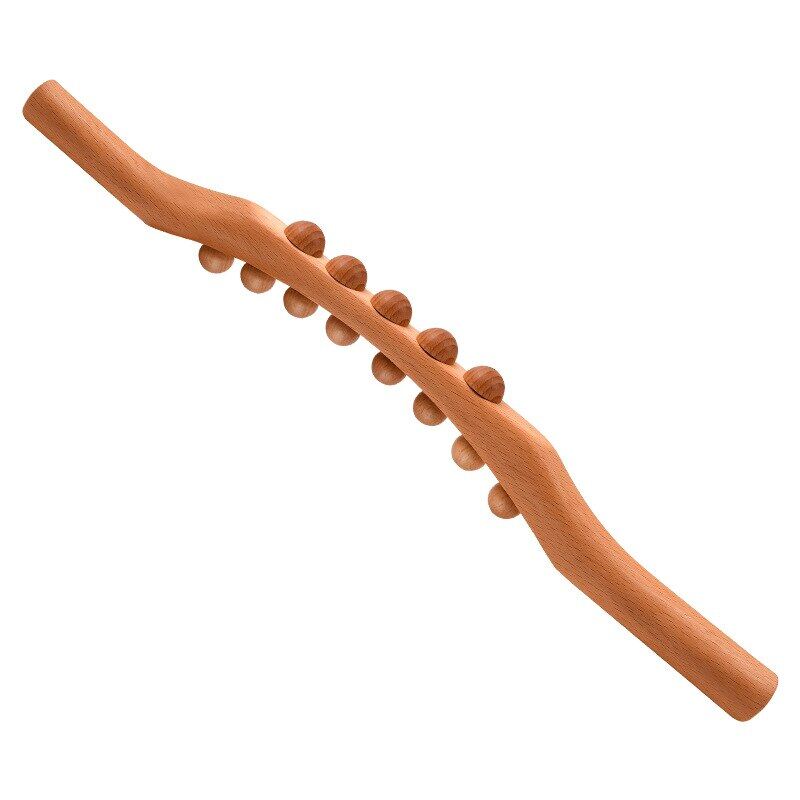 GURU 13 Beads Carbonized Wood Gua Sha Massage Stick Back Body Meridian Dredging Acupuncture Gua Sha Therapy Wand Muscle Relaxing Tool