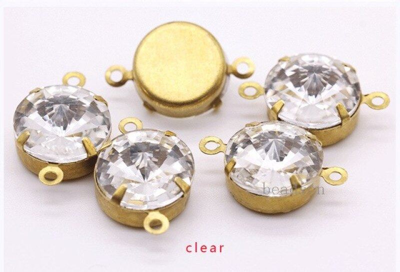 Tất Cả Các Kích Cỡ Màu Sắc Rivoli Vòng Pha Lê Stones Đúp Daggle Hạt Pendant Với Vàng Đúc Diy Giày Trang Sức Phụ Kiện
