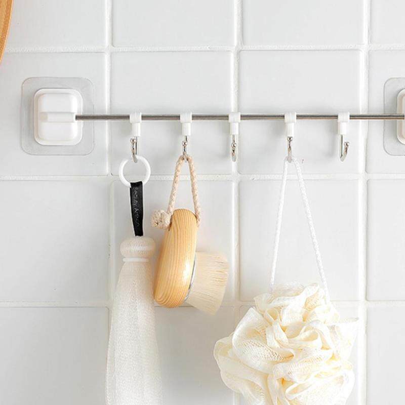 XJING- New Wrought Iron Free Punching Strong Seamless Stickers Hook Bathroom Door Hook Hook Multi-Function 5 Hook