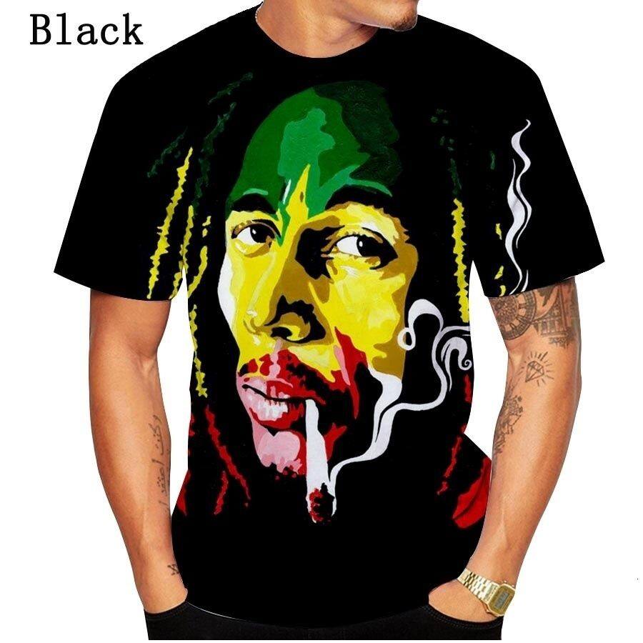 UBUB Rapper Bob Marley T-Shirt Uomo/Donna 3D Bob Marley T-Shirt Stampata Top Casual da Strada in Stile Harajuku 