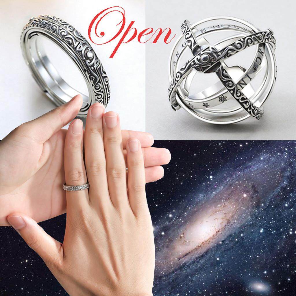Silver Openable Ring Astronomical Globe Ring Vintage Science Jewelry
