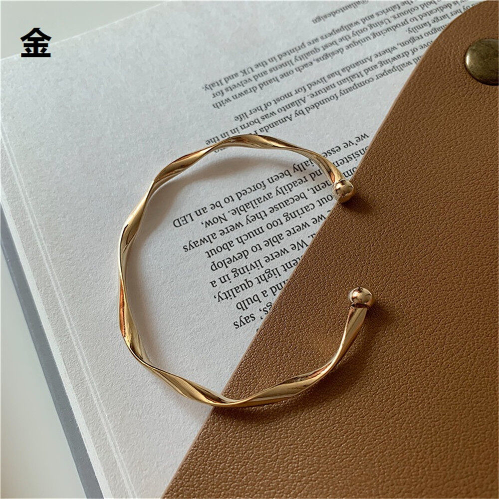 Gold and Silver Wave Bracelet for Men and Women Open Simple and Generous All-match Jewelry Gift