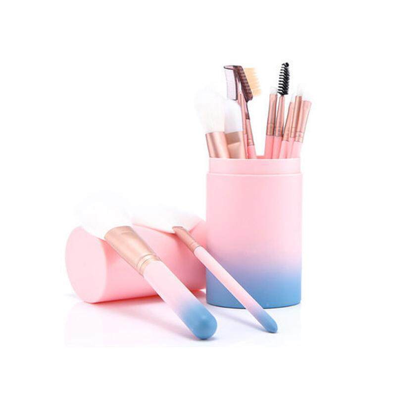 12 Cái Makeup Brush Set Với Vòng Xi Lanh Chủ Eyeliner Powder Đường Viền Che Khuyết Điểm Eye Shadow Foundation Lip Vát Lông Mày Cọ