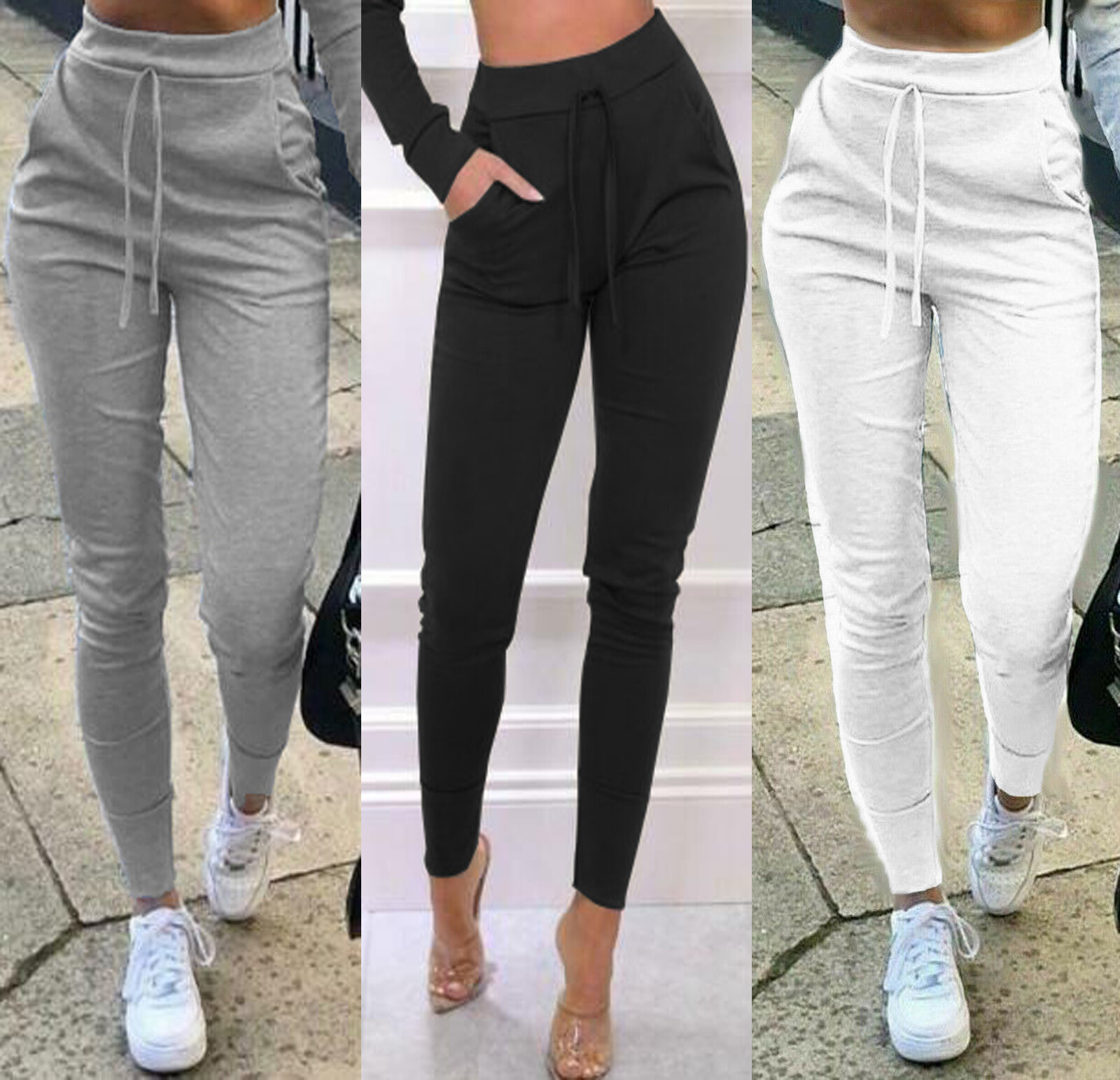 Women Jogger Pants Casual Solid Color 