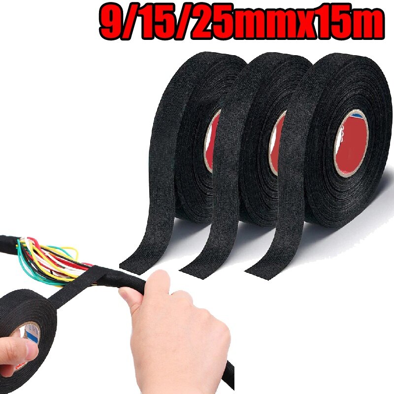 15 Meter Heat-resistant Flame Retardant Tape Coroplast Adhesive Cloth Tape For Car Cable Harness Wiring Loom Protection