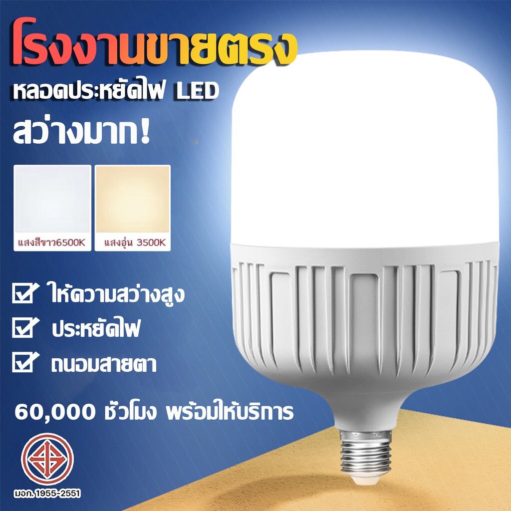 【Bangkok Store, 24 Hour Delivery】Led Light Bulbs Highbulb Led Light Bulbs Use 220V Electricity, 30W 40W 80W, E27 Socket Bulbs, White Light, Warm Light. ราคา 29 บาท*ส่งฟรี