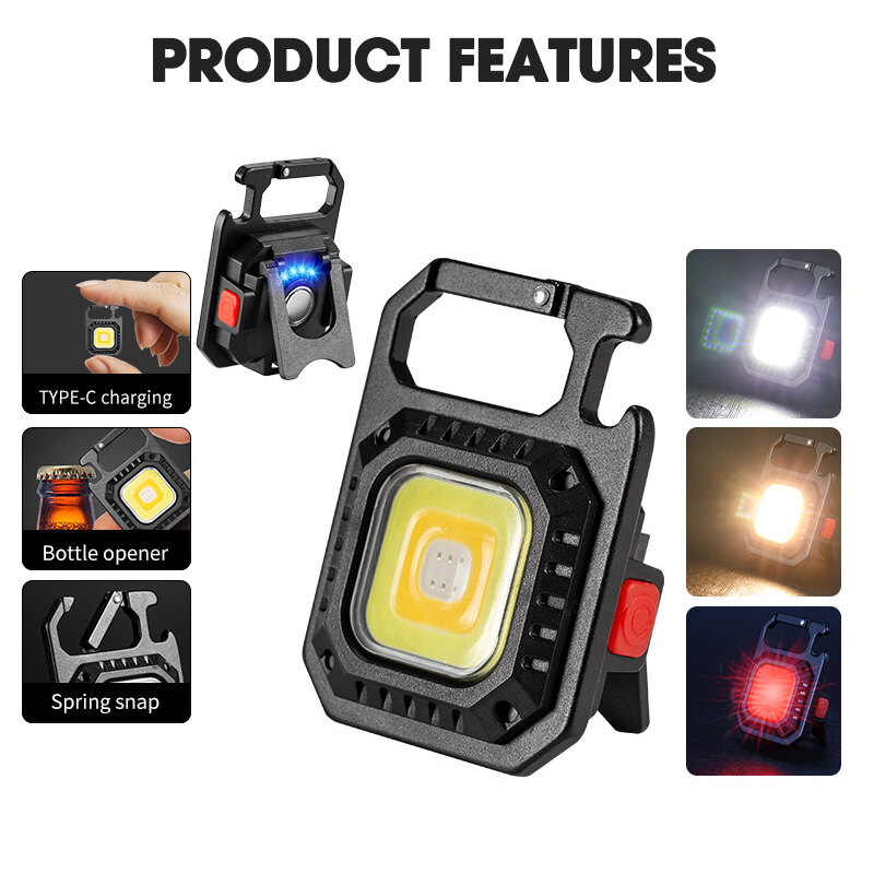 Portable Mini Multifunctional COB Keychain Light /USB Rechargeable Floodlight /Outdoor Work Camping Light