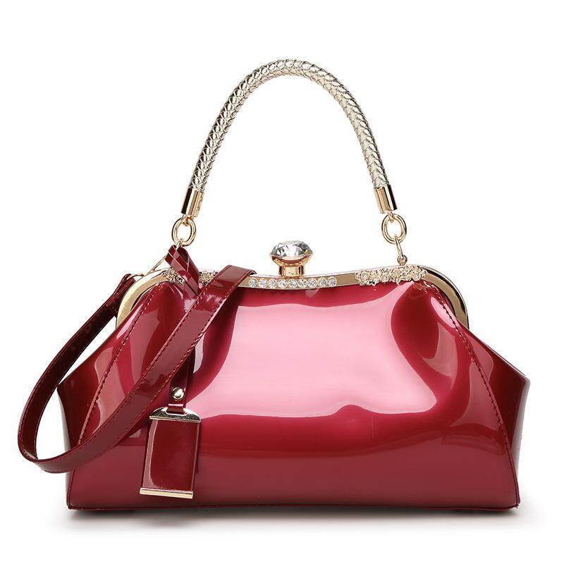 2023 New Elengent Dimond Style Bright Patent Fashion Leather Handbag Women Tote Evening Hand Bag for Wedding Party