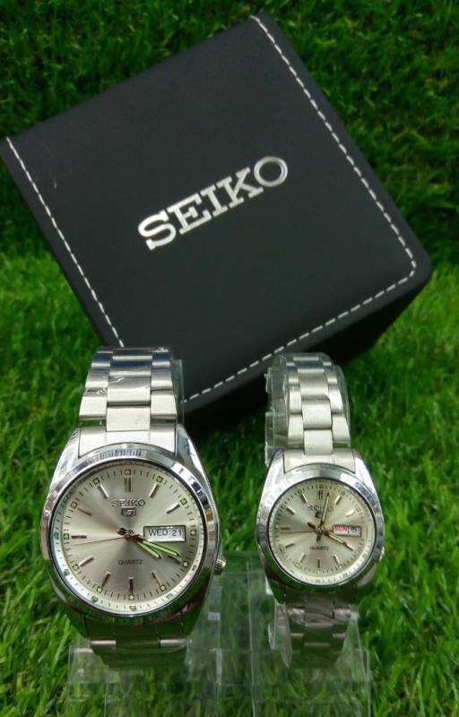 SPECIAL PROMOTION SEIK0_5 ANALOG STAINLESS STEEL STRAP WATCH SET FOR COUPLES Malaysia