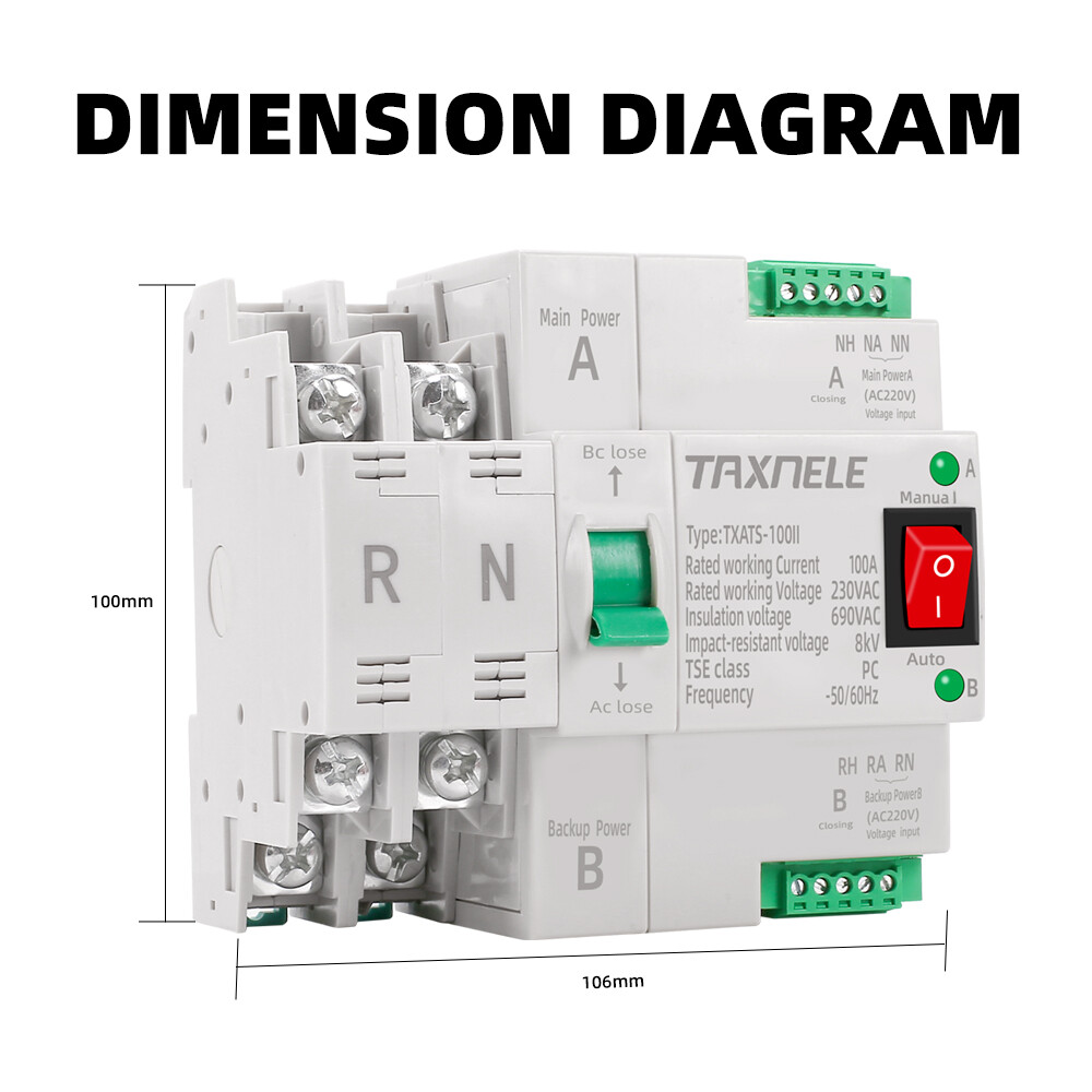 MCB type Dual Power Automatic transfer switch 2P 4P 100A ATS Circuit Breaker Electrical Switch