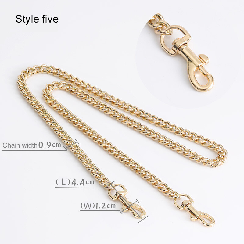 Golden Bag Chain Accessories Metal Extension Chains Underarm Crossbody Shoulder Belt Replacement Bags Strap For Women's Bag