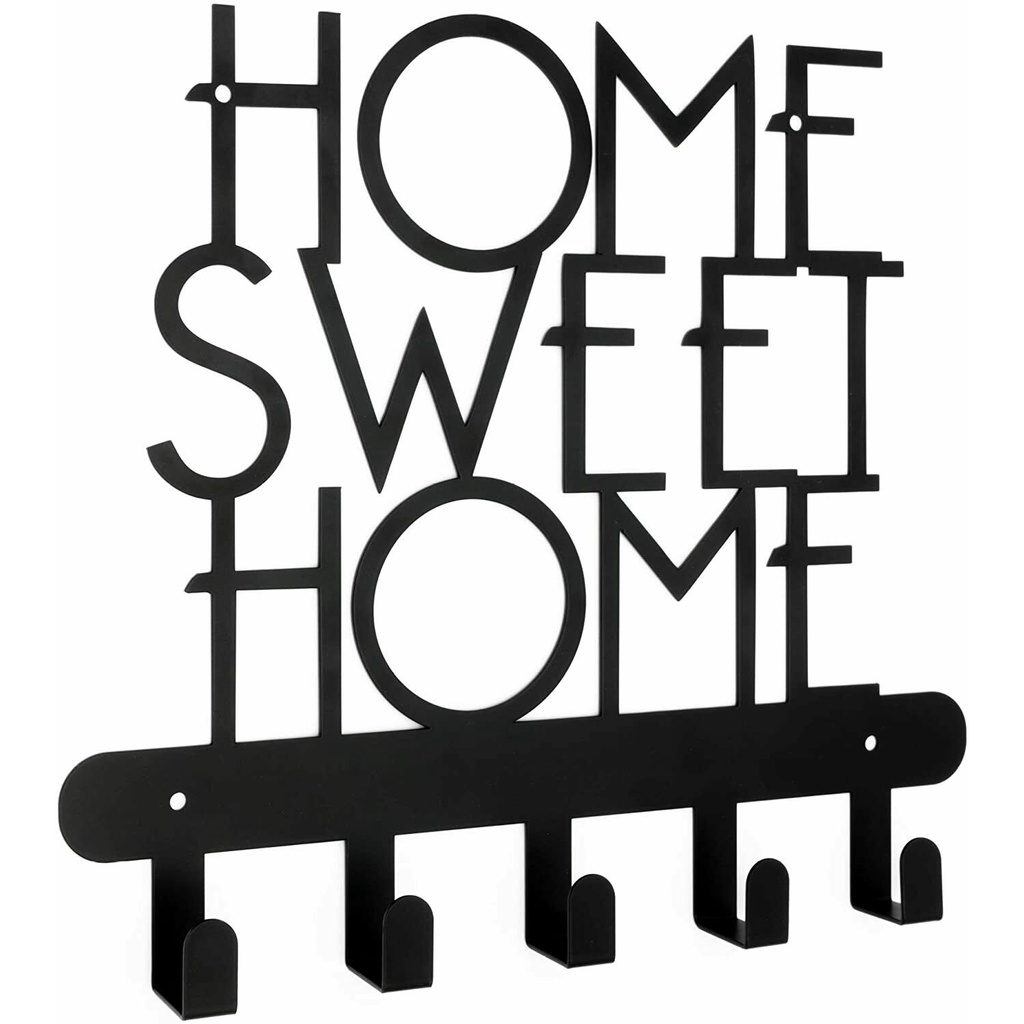 CIFbuy Key Holder for Wall, Home Sweet Home Sign 5 Hooks, Decorative Key Organizer Wall mounted Hook up Medals and Awards Coat key hanger Metal pendant wall art home decor Accessories