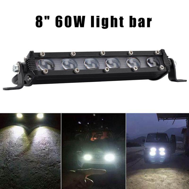 Thanh đèn led làm việc xe hơi 8 inch 6000lm 60w chống nước thông dụng ống kính đèn pha led, đèn sương mù lái xe suv 4wd offroad