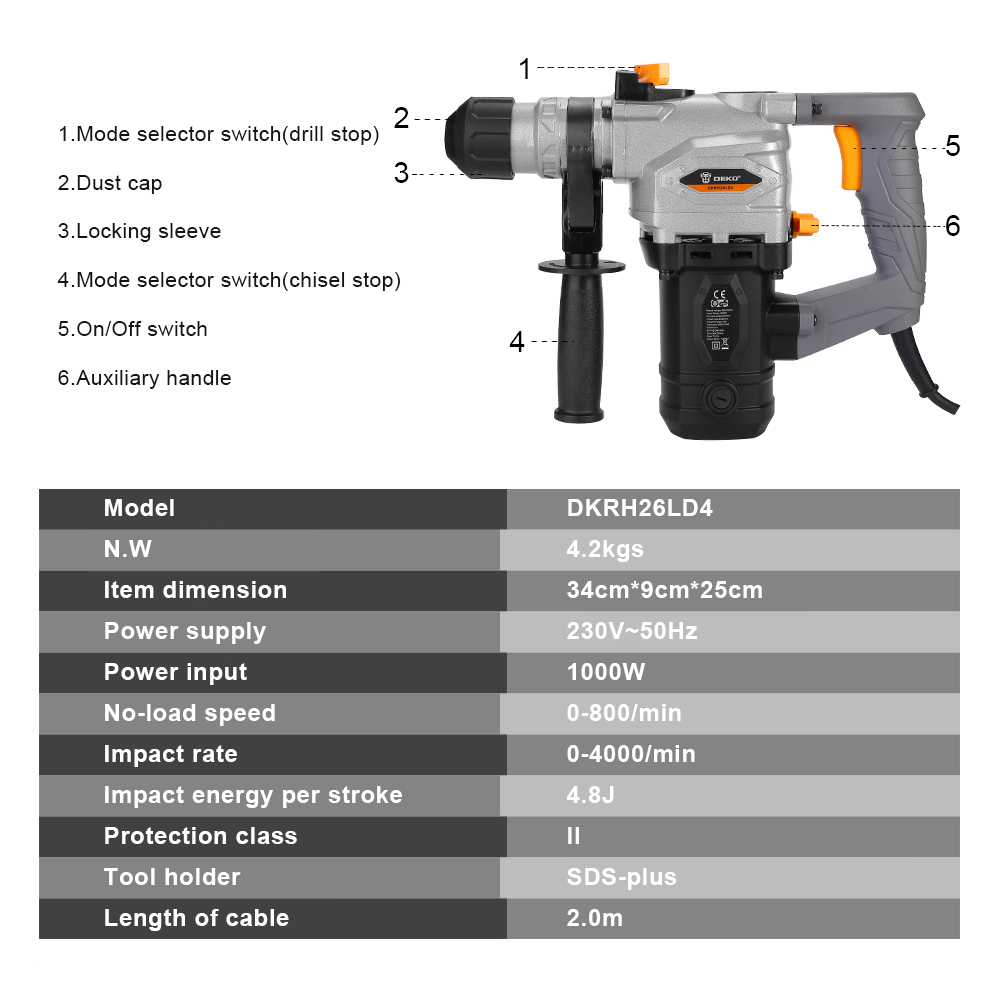 DEKO DKRH26LD4 230V 1000W 