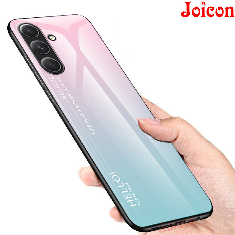 Phone Case for Samsung Galaxy A14 A15 A55 A25 A35 5G A24 A34 A54 5G Casing Luxury Gradient Cool Tempered Glass Phone Cover Shockproof Soft TPU Edge Back Cover