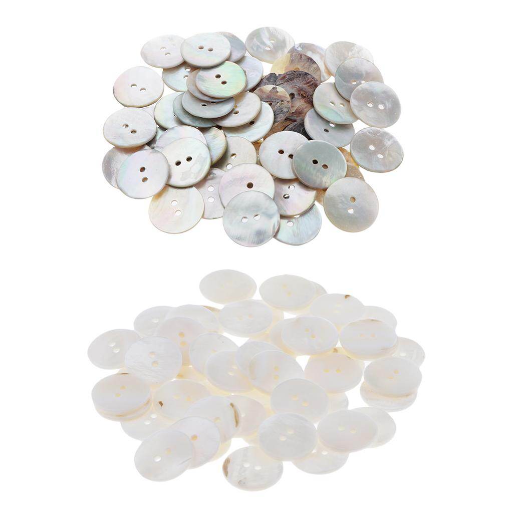 Baoblaze 50 Pieces Shell Button 2 Holes Sewing Button for Clothing Sweater