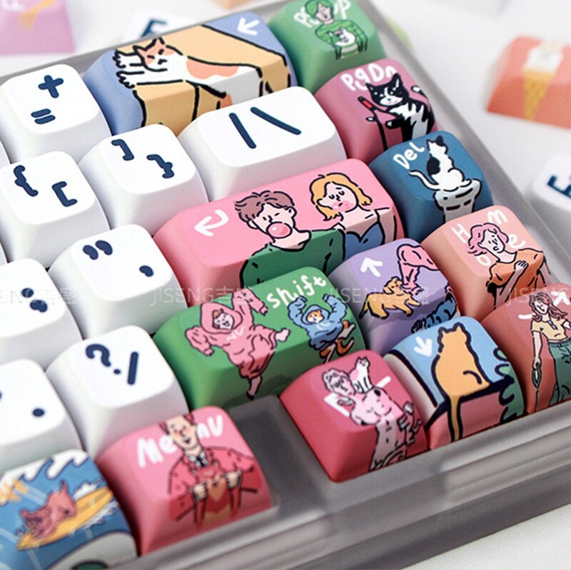 【Keycap chỉ】 Keycap sóng 123 phím xda hồ sơ PBT thăng hoa Keycaps cho bàn phím cơ tùy chỉnh keychron/RK61/gk61/Anne Pro 2