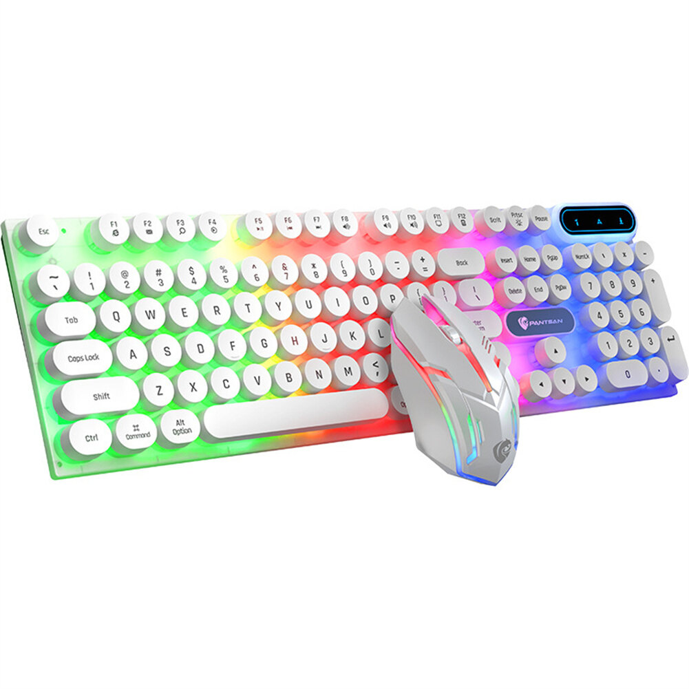 MV Wired Keyboard Mouse Set ful Backlight Ergonomic Mechanical 108 Keys Keyboard 3d Rollers Mouse For Computer Game