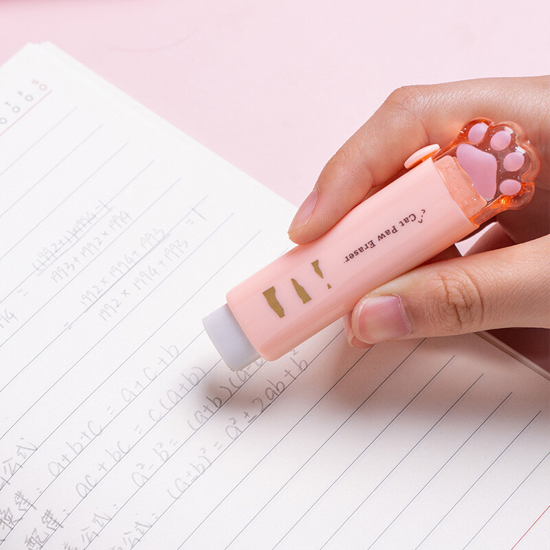 【YIDEA HONGKONG】Cat Paw Shaped Retractable Erasers Cute Rubber for Kids Push-Pull Rubber Eraser for Students Writing