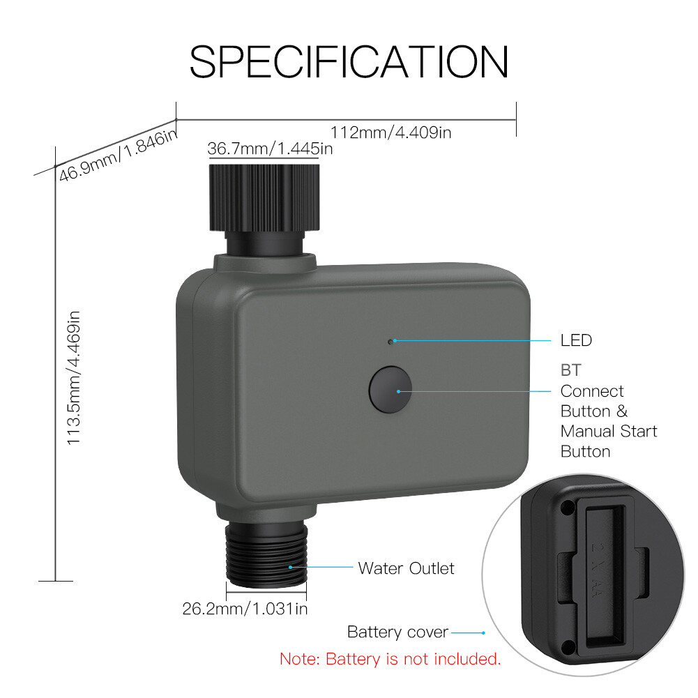 Smart Sensor Intelligent Tuya APP BT Water Timer Rain Delay Programmable Irrigation Timer with Automatic and Manual Watering Hub Required Compatible with Alexa Google Home Voice Control Need to be Used with Gateways