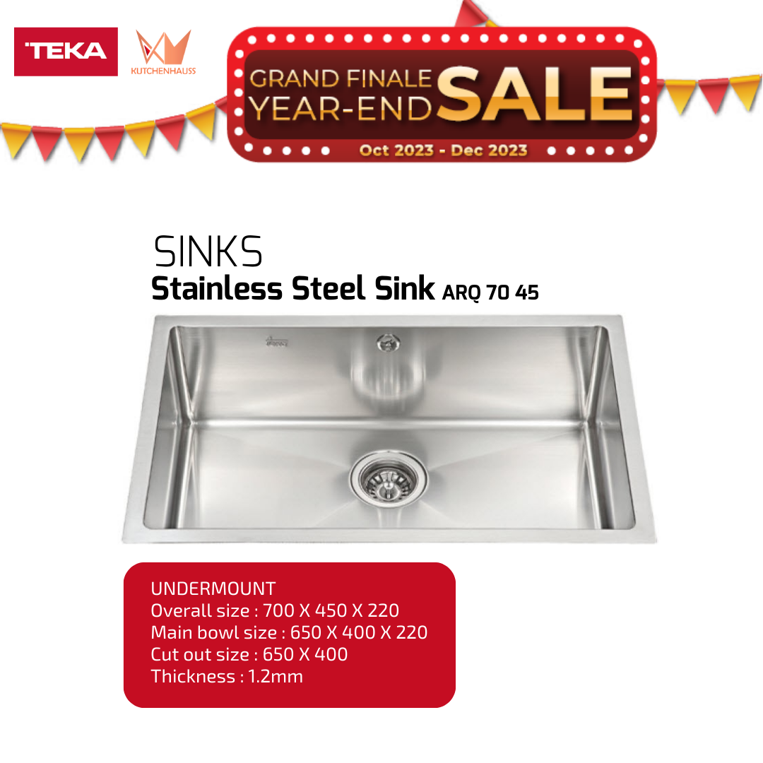Teka 70cm Undermount Kitchen Sink ARQ 70 45 (Stainless Steel) | Lazada