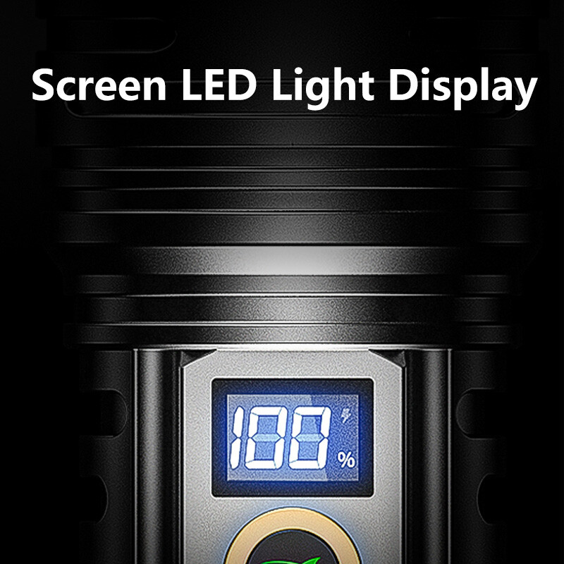 Mỉm cười cá mập sd5500 torchlight M80 10000lumens Đèn pin siêu sáng LED với hiển thị điện 26650 USB rechargeabletorch ánh sáng không thấm nước nhà khẩn cấp ngoài trời chó đi bộ cắm trại hking đèn câu cá đèn