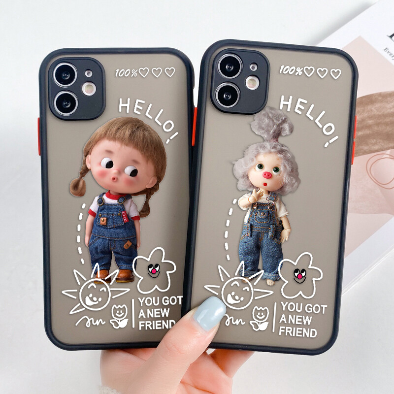 AKABEILA Cute Little Girl Phone Cases for IPhone 14 Plus 14 Pro Max12 11 Pro Max X XR XS Max 66s 7 8 Plus SE 2020 Four Corners Anti-collision Couple Models Shockproof Full Covers Phone Cases