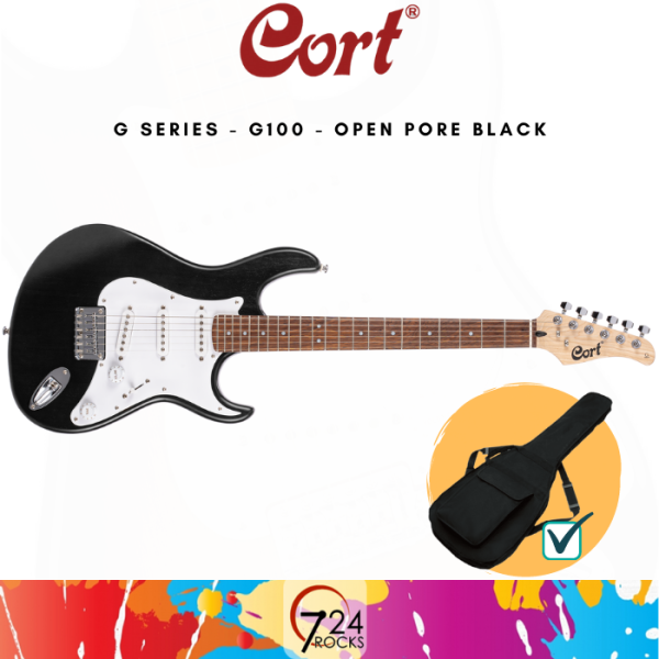 724 ROCKS Cort G100 G Series Strat - Stratocaster Body Electric Guitar ,Open Pore Black Malaysia