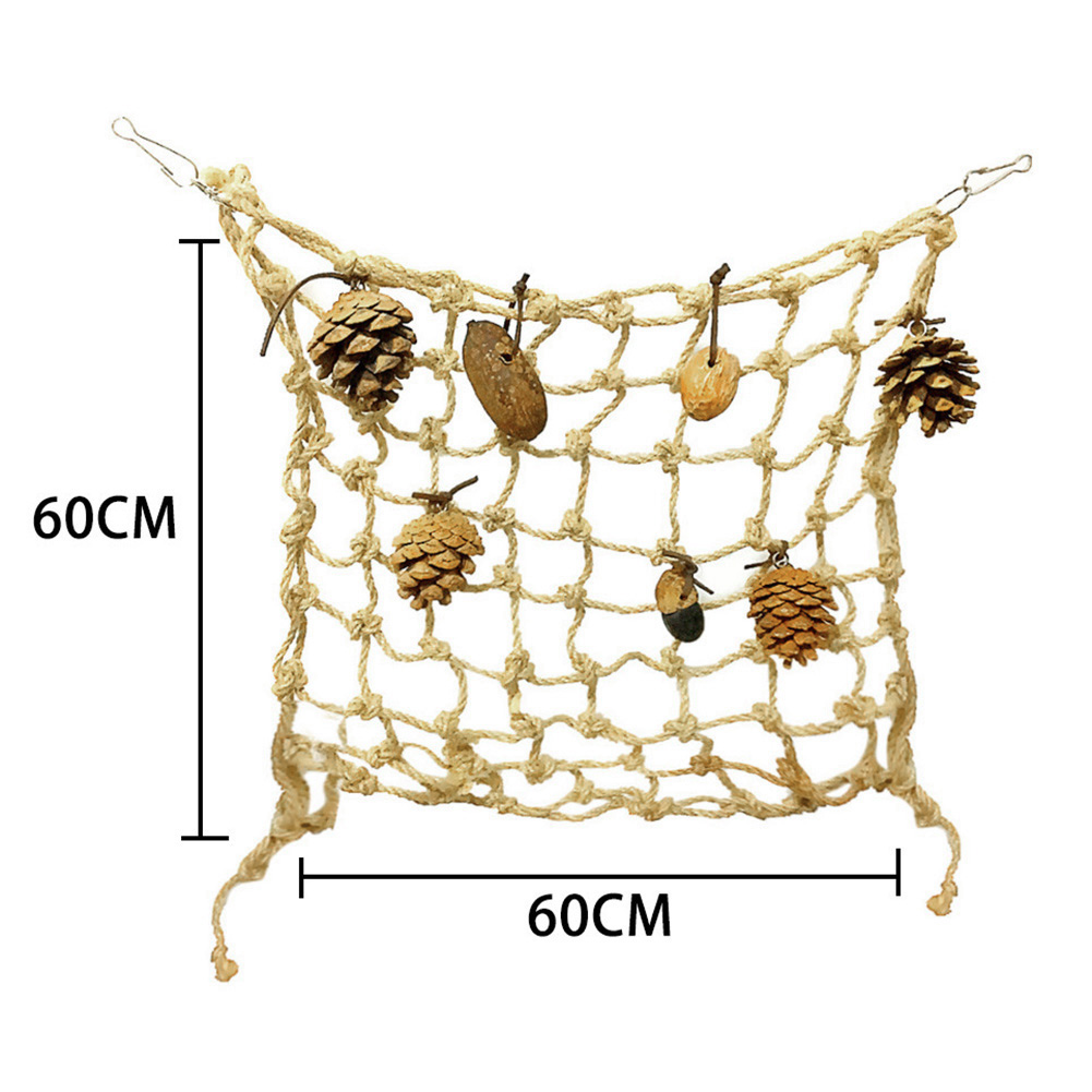 Pet Bird Parrot Nut Pine Cone Mesh Hanging Cage Swing Play Chew Interactive Toy