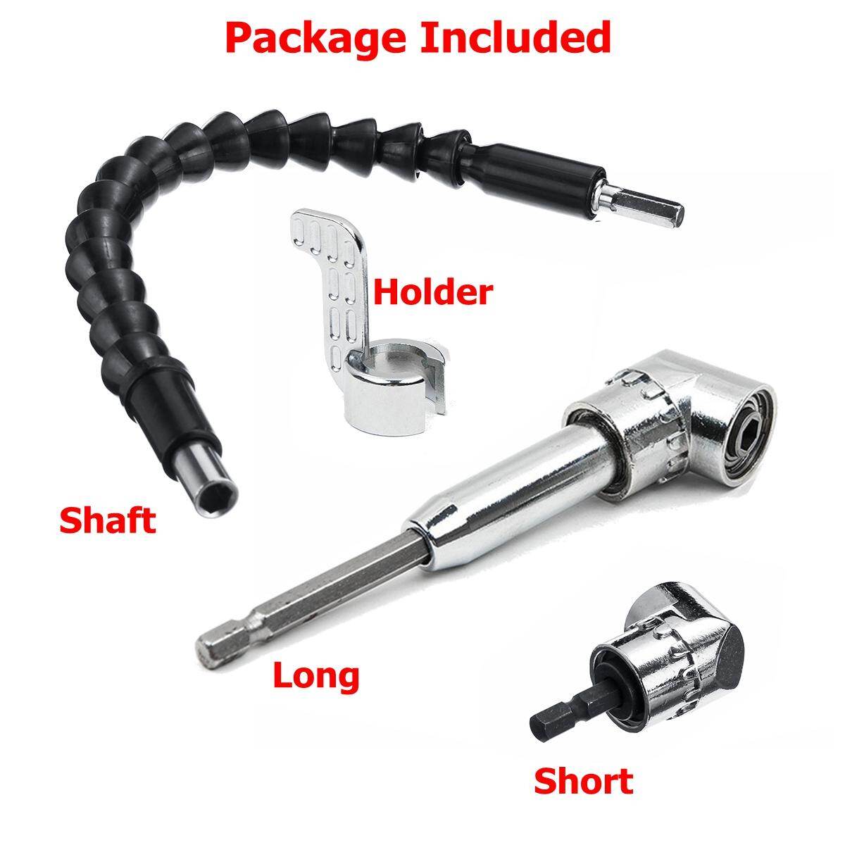 SIQIFENG 105 Degree Right Angle Extension 1/4" Hex Screwdriver Bit Power Drill Holder Attachment Flexible Shaft Bit for Electric Drill/Manual Wrench -