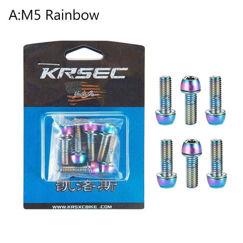 6pcs MTB Road Bike Stem Screws M5/M6 Bicycle Handlebar Titanium Plated Bolts with Washer Cycling Accessories