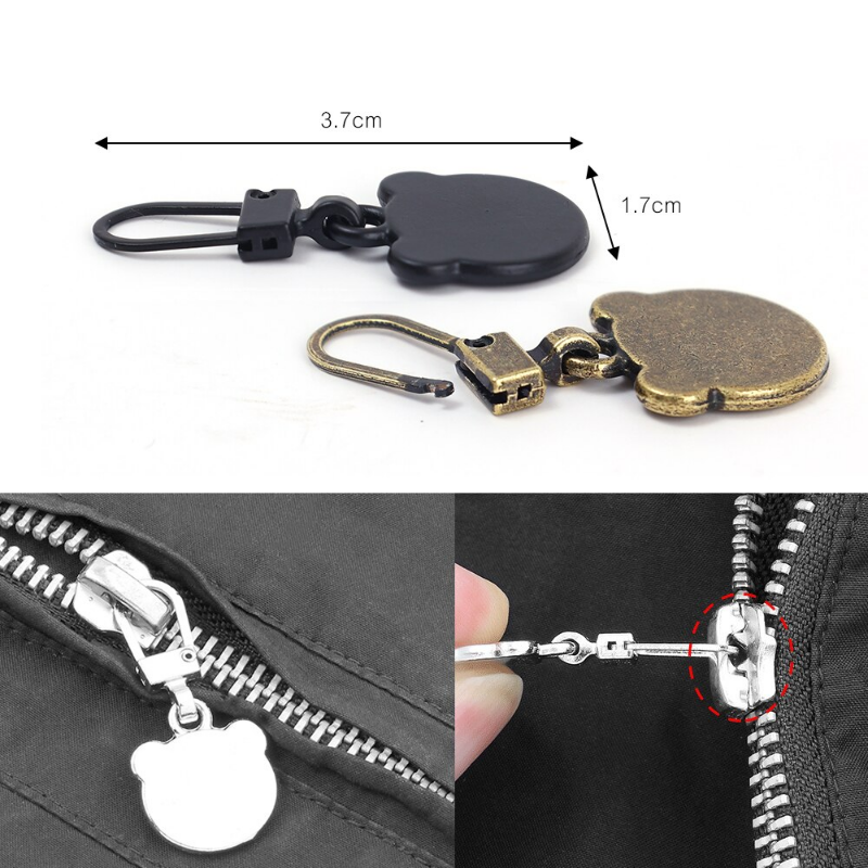 5pcs Small Bear Head Detachable Zipper Puller Replacement Tab Zipper Sliders Head Repair Kit Suitcases Luggage Backpacks Handbags Accessories