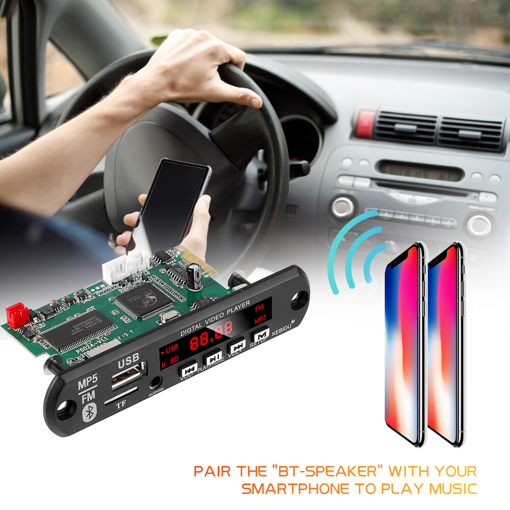 MP5 Bluetooth 5.0 Decoder Board DC 5V 12V Wireless Bluetooth Audio Video Decoding Module Support USB TF FM Radio MP3 WAV MP4 MP5 Audio Video Function With Remote Control