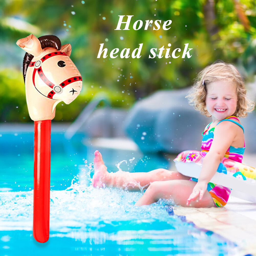 Inflatable หัวม้า Stick Ride-On ของเล่นสัตว์สำหรับเด็ก Horse เกมขับขี่ ...