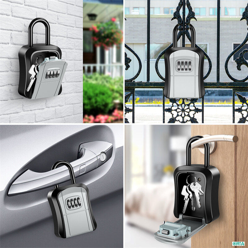 ORIA Key Storage Lock Box, 4 Digit Combination Key Safe Security Box 5 Keys Capacity for House Key Storage Combo Door Locker