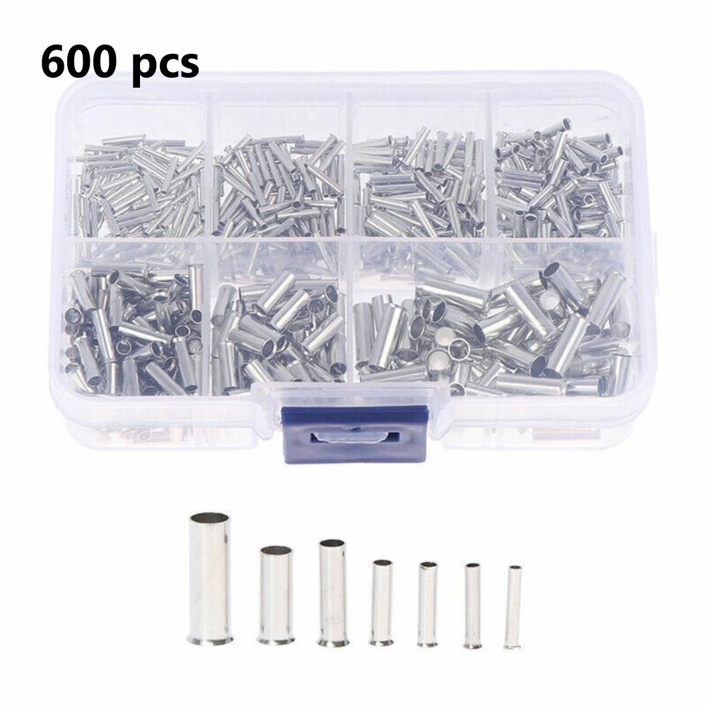 600pcs 0.5mm2-6mm2 22-10 AWG không dây cách điện nối ferrules điện Đầu nối cáp đồng trần đóng hộp, đồng thiếc đầu nối uốn