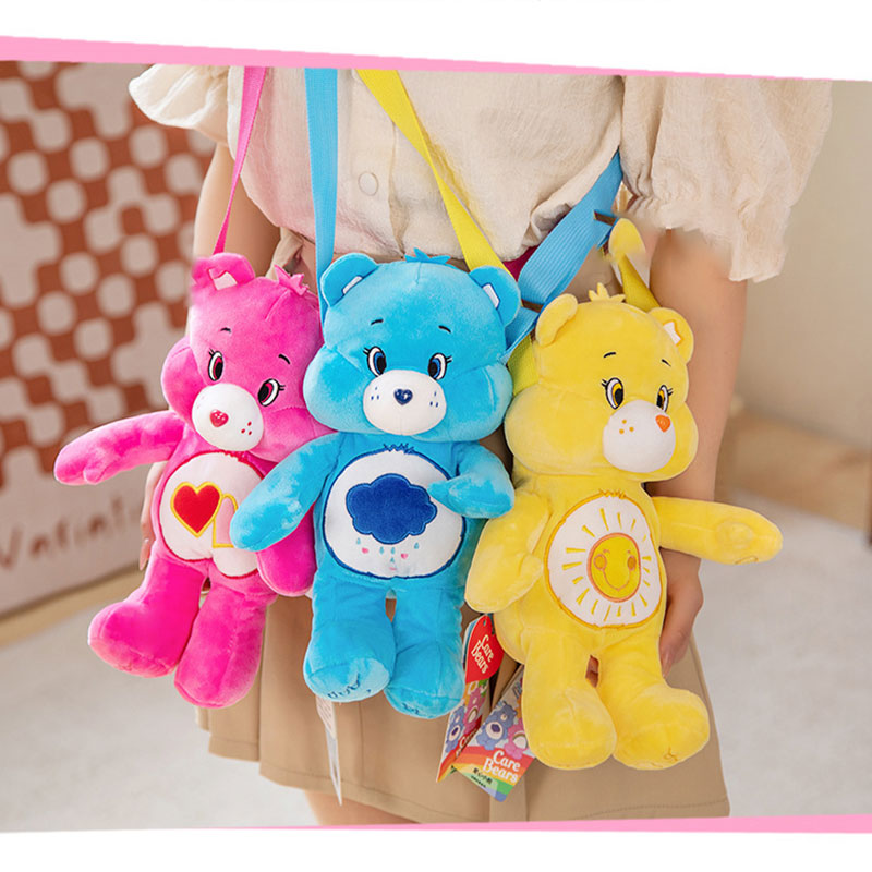 YA ZHOU LONG carebears love bear backpack plush toy doll girl Messenger bag doll birthday gift