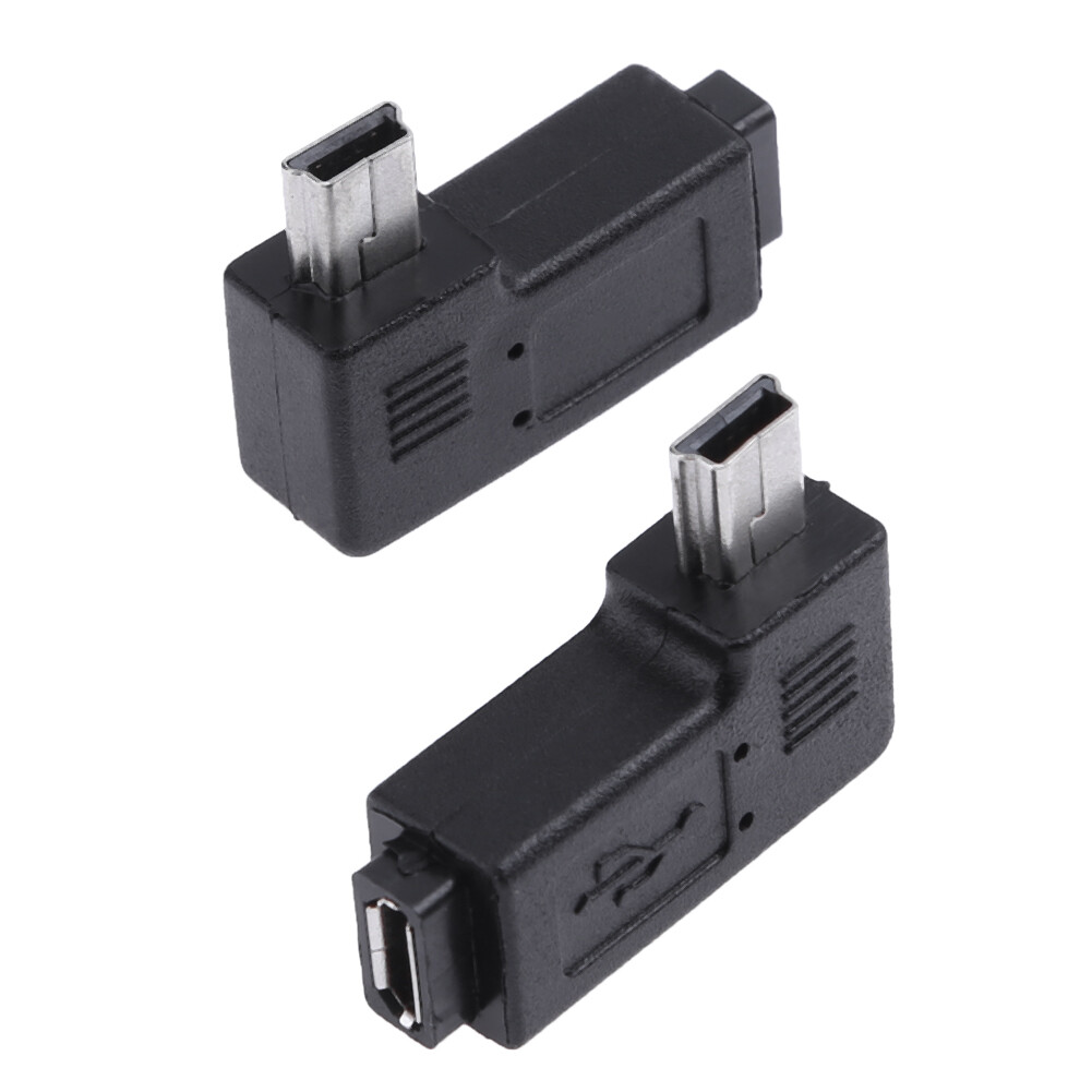 2 Chiếc Đầu Nối Chuyển Đổi Micro USB Cái Sang Mini USB Đực 90 Độ