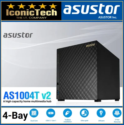 Asustor AS1004T V2 4-Bay Nas Enclosure (100% Genuine Original MySet)